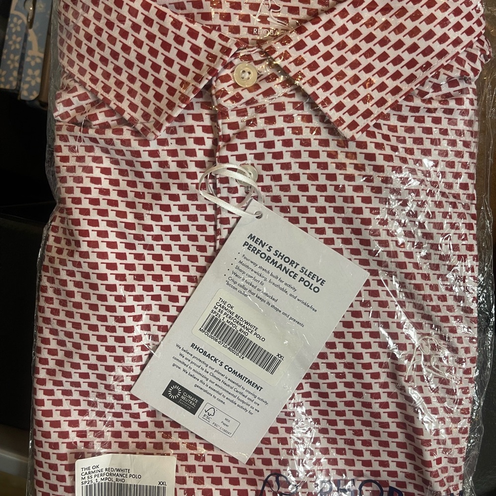 Rhoback Red and White Oklahoma Polo Shirt